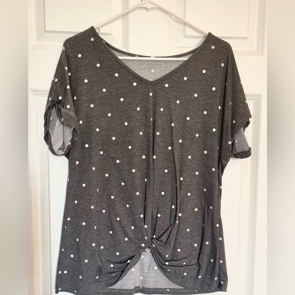 Large gray polka-dot shirt